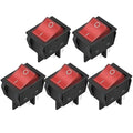 DaierTek 12V 30A Rocker Switch 4 Pin Red LED Lighted Rocker Toggle Switch DPST Heavy Duty 30 Amp 12 Volt Rocker Switch KCD2 KCD4-5pcs