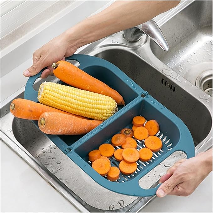 Draining rack Folding Drain Basket Leaking Fruit Box Vegetable Container Drain Rack Sink with Handle Storage Baskets Tools Kitchen Accessories Sink Strainer Basket(B)