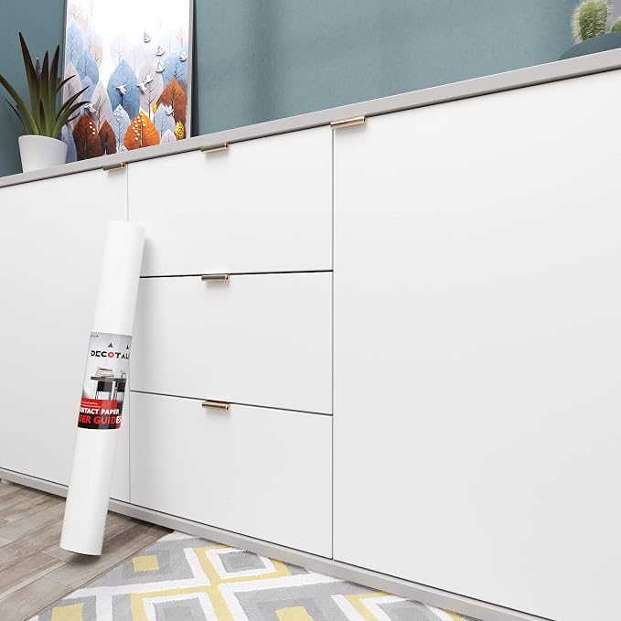 200"x12" Contact Paper White Contact Paper for Cabinets Peel and Stick White Wallpaper for Walls Removable Vinyl Matte White Contact Paper Waterproof Solid White Wallpaper Self Adhesive