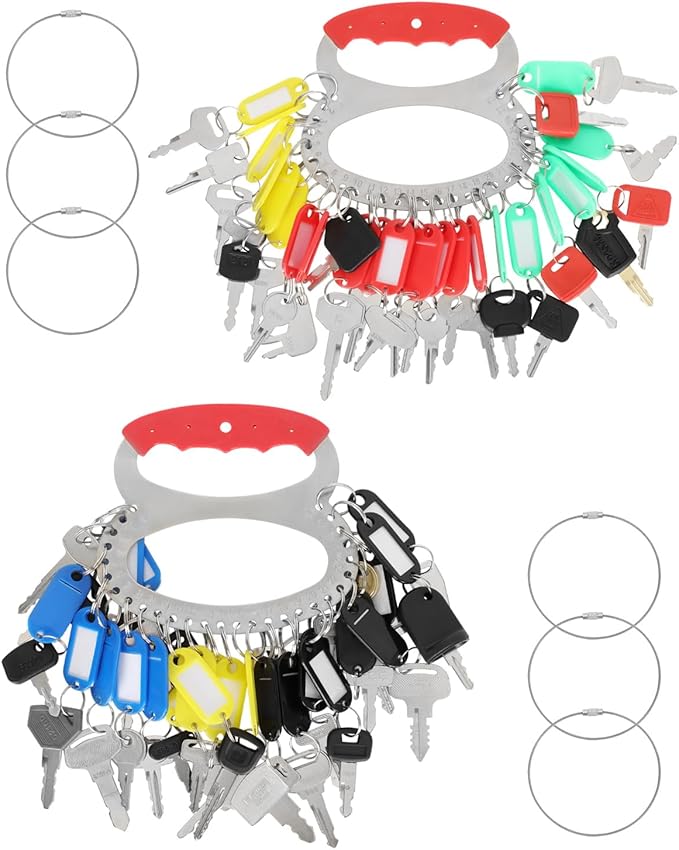 110PCS Non-Duplicate Heavy Equipment Keys Master Set Construction Ignition Key, 2 Sets of 28-Clip Marked Keychains, Operator Keys for cat John Deere Komatsu etc. Fit Excavator Forklift Tractor etc.