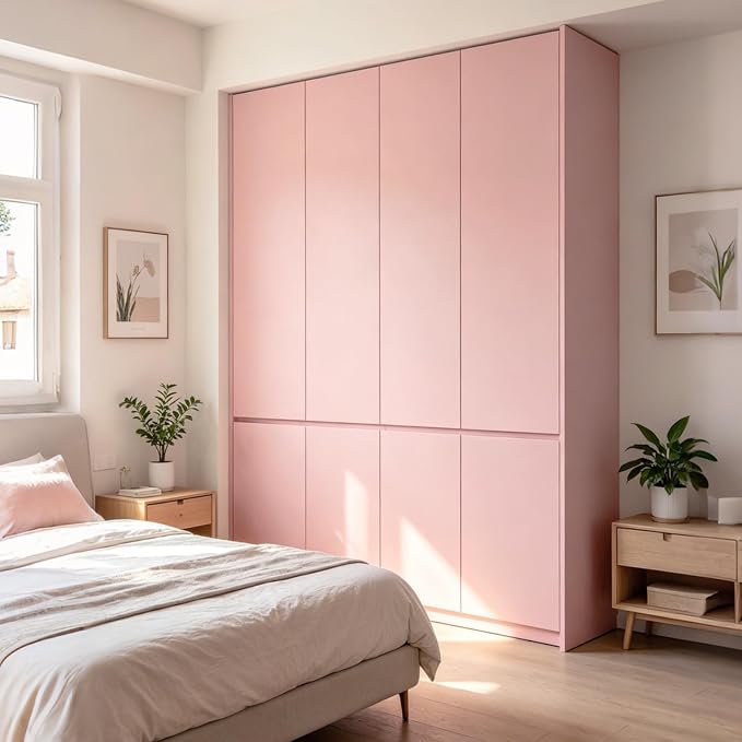 FUKU MON Soft Pink Peel and Stick Wallpaper 24" x 394" Solid Matte Textured Contact Paper Self-Adhesive Removable Wall Paper for Cabinets Bedroom DIY, Renter Friendly