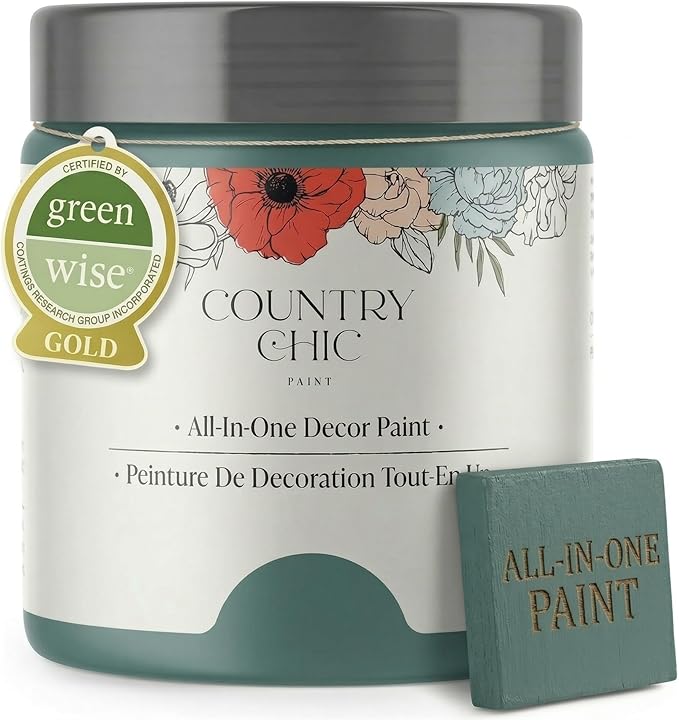 Country Chic All-in-One Chalk Paint for Furniture, Cabinets, Home Decor, Eco-Friendly, Matte Finish, Built-In Primer & Top Coat for Wood, Metal - Wanderess (Teal) - 8 oz (237 ml)
