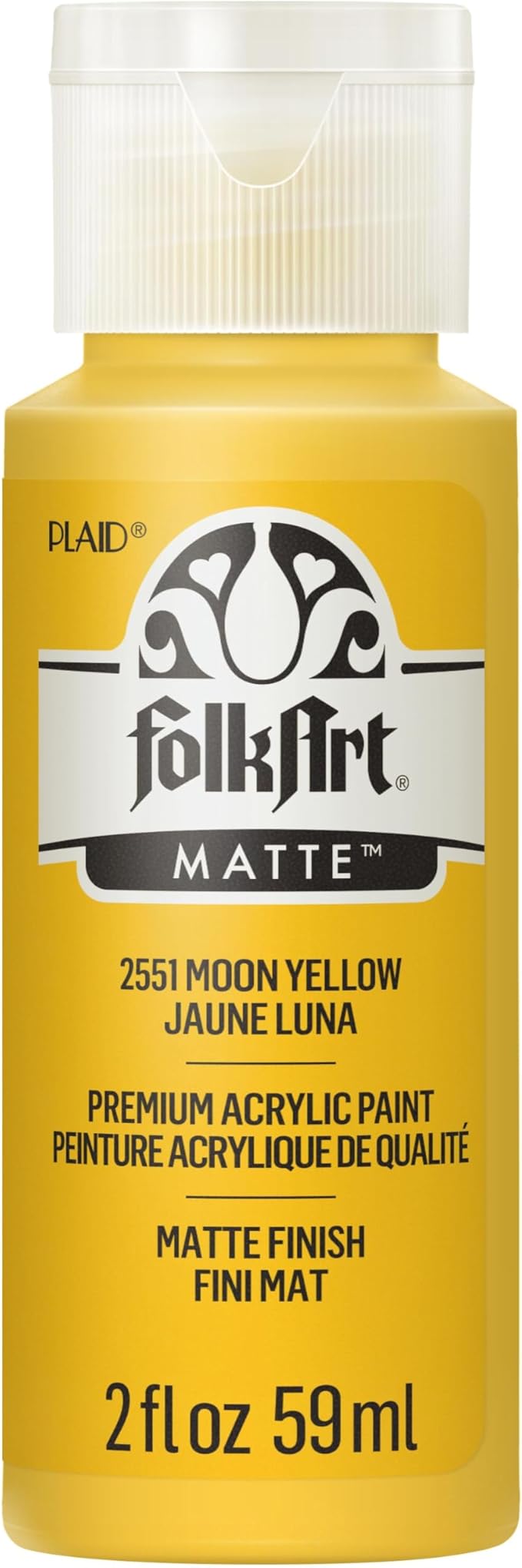 FolkArt Acrylic Paint in Assorted Colors (2 oz), 2551, Moon Yellow