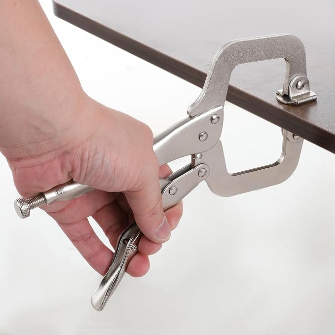 4 Pcs Heavy Duty C-Clamp Locking 6 Inch, 9 Inch, 11 Inches Vise Grip Clamps with Swivel Pad Locking Pliers Adjustable Welding Clamp for Electrician Maintenance, Wood Working, Welding and Craftsmen