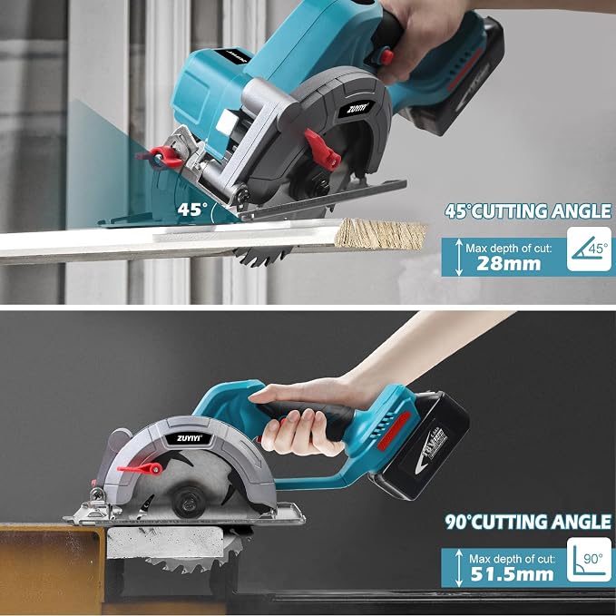 6 Inch Cordless Mini Circular Saw for Makita 18V Battery(Not Inclued), 12000RPM 2"(90°) Cutting Depth, Brushless Compact Tile Saw for Wood, Tile, Metal, Plastic, for 5-1/2, 5-3/8 Inch Blade