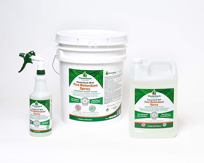 Flamecheck M-111 Fire Retardant Spray. (Gallon) Class A, Non-Toxic and Easy to use on Fabric, Wood and Other Absorbent Surfaces