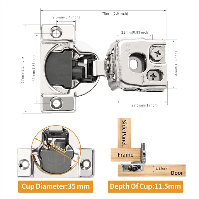 Chibery 60 Pack 1-1/4" Overlay 3D Soft Close Concealed Hinge for Face Frame Door, Smooth Slow Self Closing Hinges, Satin Nickel, Hidden 105° Open Angle Stainless Steel Hinge for Kitchen Cabinet Door