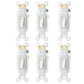 Baomain 6-Pack 15 Amp Toggle Light Switch, 3-Way, Residential/Commercial Grade, On/Off Switch, Glossy White, UL Certified