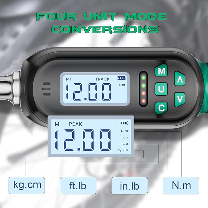 1/4 Inch Drive Digital TorqueWrench, 5.31-106.2 In.lb/0.6-12 N.m, Small Electronic Torque Wrench with Preset Value, Buzzer & LED Indicator, ±2% Accuracy Torque Wrench for Bike, Bicycle