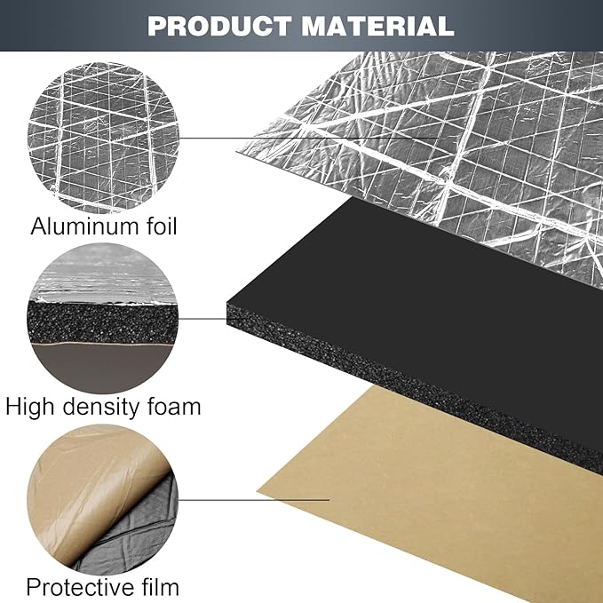Storystore 394 mil (10mm) 16.5 sqft Heat Sound Deadening Insulation Mat, 39"(W) x 60"(L) x 3/8"(T) Car Sound Deadening Material, Sound Deading Material for Cars