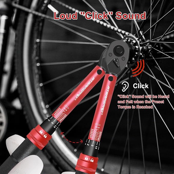 1/4" Torque Wrench (20-240 in-lb / 2.3-27.1 Nm) -Dual Scale, 72-Tooth Ratchet, ±3% Pre-Calibrated Accuracy, Suitable for Bike & Bicycle Maintenance