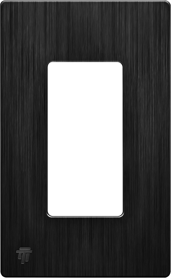 ENERLITES Decorator Light Switch or Receptacle Wall Plate, Screwless Wall Plate, Standard Size, 1-Gang 4.68" x 2.93", Polycarbonate Thermoplastic, UL Listed, SI8831-BBK, Brushed Black