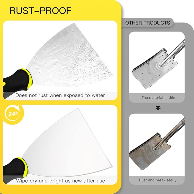 DEKEones Putty Knife Scrapers, 1.5 Inch Spackle Knife, Metal Scraper Tool for Drywall Finishing, Plaster Scraping, Decals, and Wallpaper