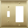 ENERLITES Combination Toggle and Decorator Switch Metal Wall Plate, Stainless Steel 201, Corrosion Resistant, Size 2-Gang 4.50" x 4.57", 771131-BB, Brushed Brass, Gold