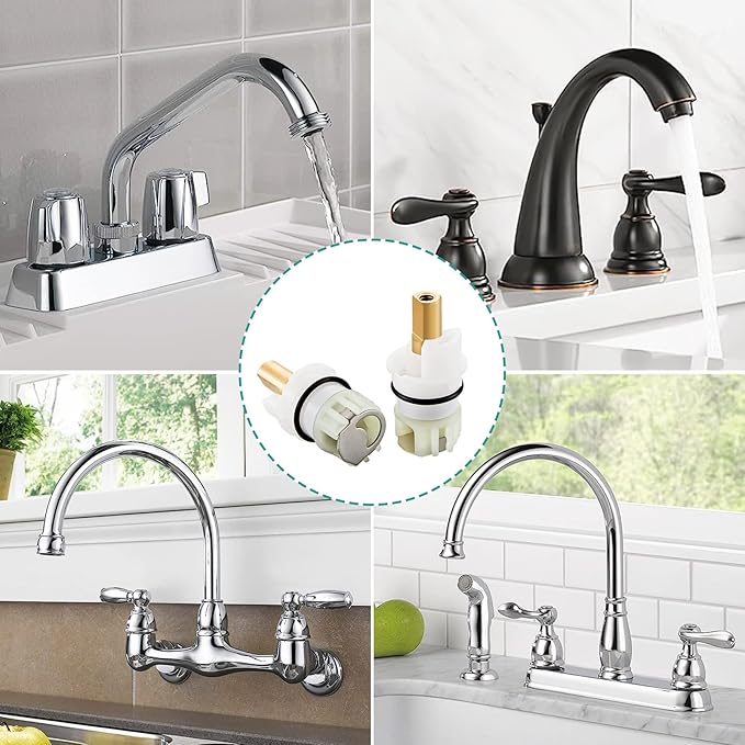 RP25513 Faucet Stem replacement for Delta two handle faucet repair kit with RP24096 Cartridge RP4993 Seat and Spring RP24097 Turn stop1/4, 4pack