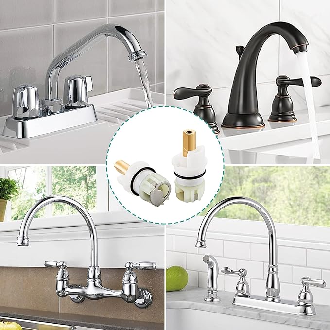 RP25513 faucet stem assembly Replacement Kit for two handle faucet repair kit with RP24096 Cartridge RP4993 Seats Springs RP24097 1/4 Turn stop, 2 Pack