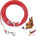 Tie Out Cable for Dogs,10/20/30/50/100FT Dog Leads for Yard Chew Proof,Heavy Duty Tie Out Cable for Large Dogs Up to 125lbs,Dog Runner Tether (Red, 125Ibs 30ft)