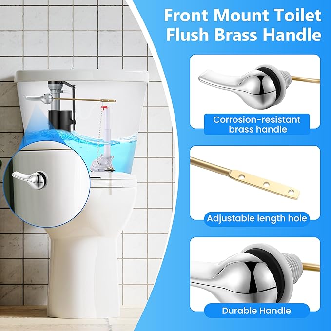 Saillong 3 Inch Toilet Flusher Replacement Kit, Include 3 Inch Adjustable Flush Valve with Flapper, Fill Valve, Front Flush Handle, Rubber Gasket, Bolts, Complete Toilet Parts Inside Tank Kit (2 Pack)
