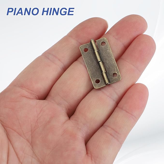 MECCANIXITY Small Butt Hinges 1-1/2 Inch Mini Jewelry Box Hinge with Screw for Jewelry Wooden Boxes Cabinet Drawer Doors Gate (Bronze Tone, Pack of 12)