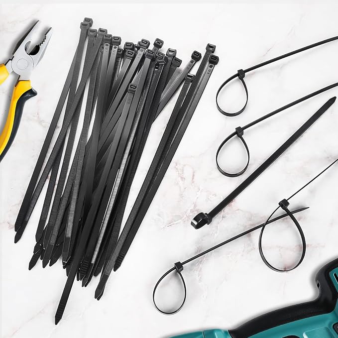 1000 Pcs 12 Inch Zip Ties Heavy Duty Black, Nylon Cable Ties 120 lbs Tensile Strength for Indoor Outdoor Wire Management Garage Organization
