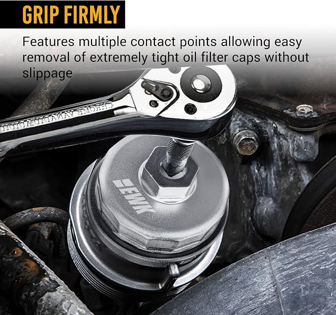 EWK 64mm 14 Flutes Forged Oil Filter Removal Wrench for 2.0L - 5.7L Toyota Camry, Tundra, Tacoma/Lexus & Engine Oil Funnel for Toyota, Lexus, for Engine Oil, Funnel with Threads