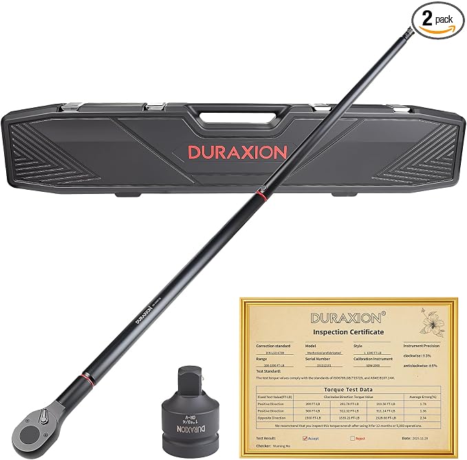 1-Inch Drive Torque Wrench 200-1500ft.lb/271.0-2032.5Nm | ±3% Precision Dual Direction Torque Wrenches with 24-Tooth Dual Range Scales with Ft.Lbs and N.m