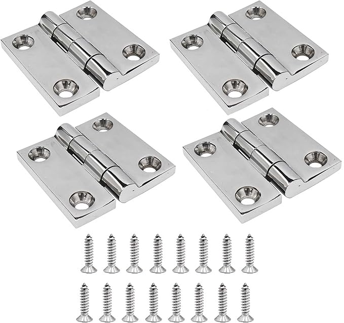 Boat Hinges,Heavy Duty Marine Grade 316 Stainless Steel 4 Pcs 2" x 2" Flush Mount Square Boat Hatch Cabinet Door Butt Hinge with Screws