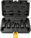 8-Piece Flex Head Crows Foot Wrench Set, Metric 12 14 16 17 18 19 mm with Extension Bar, 3/8" & 1/2" Drive Crowsfoot Line Wrenches Set, Access Fasteners in Tight Spaces