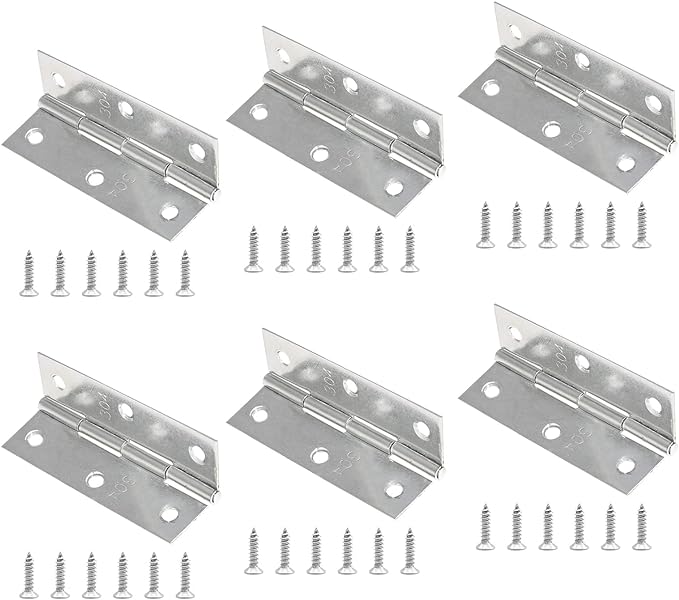 Piutouyar 6Pack Butt Hinge 3 Inch Mini Hinges 304 Stainless Steel Hinges Small Cabinet Hinges Folding Craft Hinges with Mounting Screws for Boxes Gate Drawer