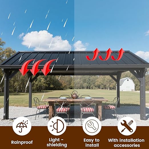 18 Pcs Metal Roofing Panels, L43.3×W17.72 Inch Corrugated Galvanized Roofing Panels Metal Siding Panels with Steel Screws for Pergola, Gazebo, Shed, Outdoor Storage, Chicken Coop, Patio,Garages
