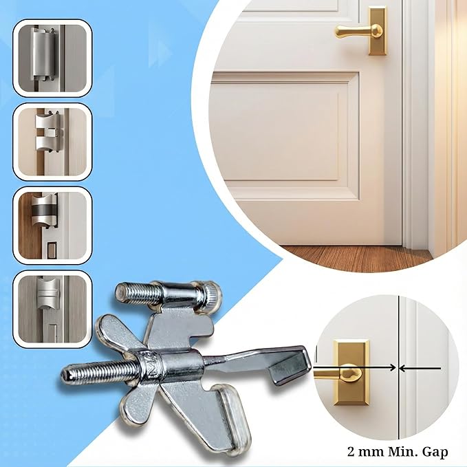 Original Trustella Heavy-Duty Portable Door Lock with Stainless Steel Build. Perfect for Home, Travel, Hotels, and Apartments for Inward-Opening Doors with a 2 mm Gap. (Silver/Black)