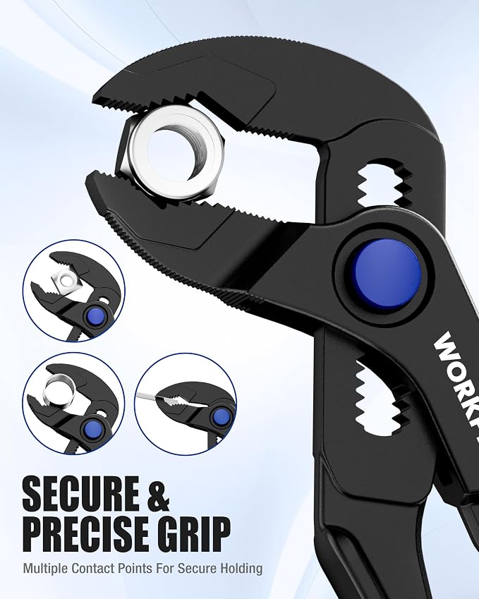 WORKPRO 4-Piece Mini Pliers Set with Pouch, Pocket Pliers, EDC Tool Gift | 4-Inch Plier Wrench, Slip Joint Plier, Water Pump Plier, 4.5-Inch Long Nose Slip Joint Plier, Alloy Steel, Anti-Rust Coating