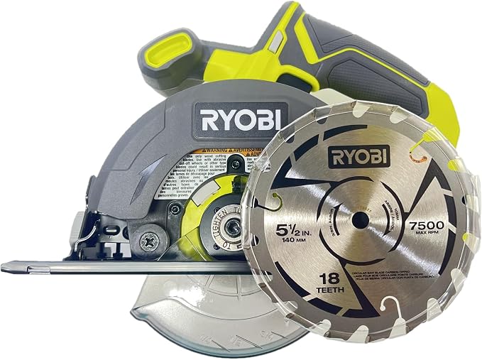 Ryobi One P505 18V Lithium Ion Cordless 5 1/2" 4,700 RPM Circular Saw (Battery Not Included, Power Tool Only), Green | Battery and Charger Sold Separately