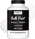 Nicpro All-in-One White Chalk Paint for Furniture, 16.9 oz (500ml) Matte Finish Acrylic Craft Paint, Built-In Primer & Top Coat, Non-Toxic Furniture Paints for Cabinets, Wood, Metal, Home Decor