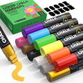 WUO 12 Colors Liquid Chalk Markers, 15mm Jumbo 3-in-1 Nib Window Chalk Markers, Washable Chalkboard Markers for Glass, Windows, Blackboards, Mirrors, Bistro Signage, and DIY Art Crafts