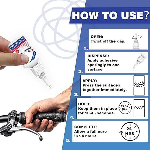 30g Motorcycle Grip Glue, Instant Handlebar Adhesive for Dirt Bike, ATV, MTB & Snowmobile, Professional Quick-Dry Flexible Bond, Waterproof & Vibration Resistant Clear Liquid Glue