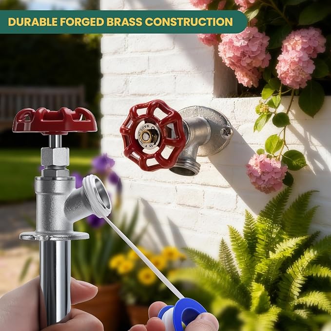2 Pack 12 Inch Frost-Free Outdoor Sillcock,1/2" NPT Inlet x 3/4" Hose Bib Outlet, Frost-Proof Faucet Bib