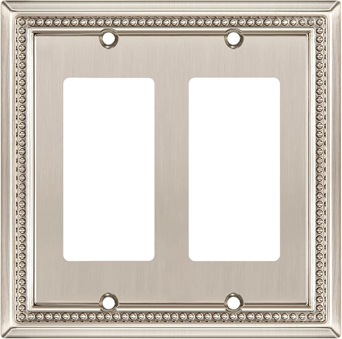 Henne Bery Sunken Pearls Heavy Duty Decorative Wall Plate Switch Plate Outlet Cover (Double Decorator, Satin Nickel)