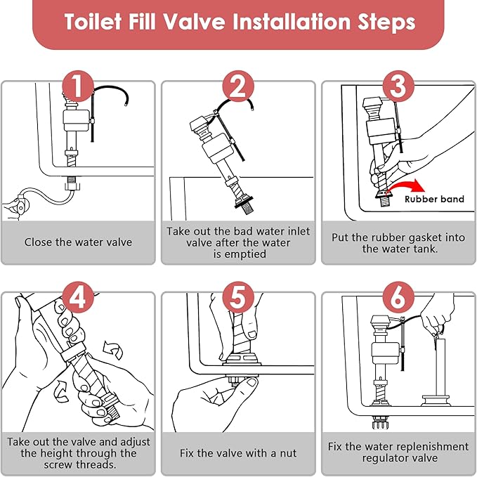 Saillong 12 Sets Toilet Float Replacement Kit, Universal Toilet Flusher Replacement Kit and 2 Inch Flapper Replacements, High-Performance Tank Water Control and Fill Valve