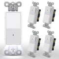 CML Illuminated Light Switch, 5 Pack Decorator Rocker Paddle Interrupter with Cool White LED Night Light, Single Pole Wall Lighted Switch with Automatic On/Off Sensor, 15A 120V, ETL Listed, White