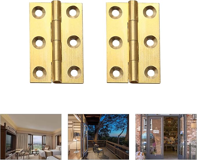 8Pcs 1.5 Inch Brass Butt Hinges, Gold Jewelry Box Hinges Small Cabinet Hinge Square Door Hinge Folding Craft Heavy Duty for Furniture Cupboard Drawer