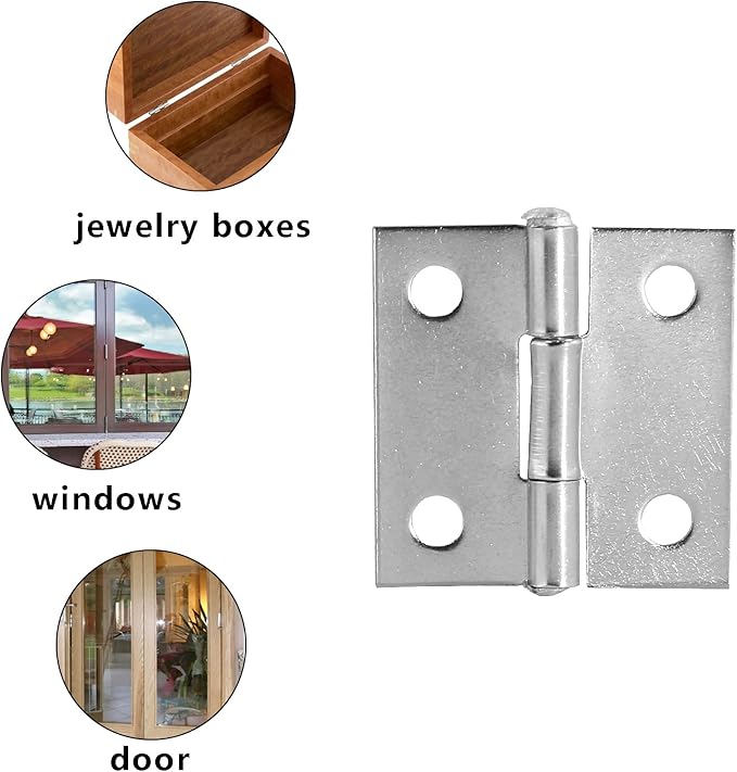 Piutouyar 6Pack Butt Hinge 1 Inch Mini 304 Stainless Steel Small Cabinet Folding Craft Hinges With Mounting Screws for Boxes Gate Drawer