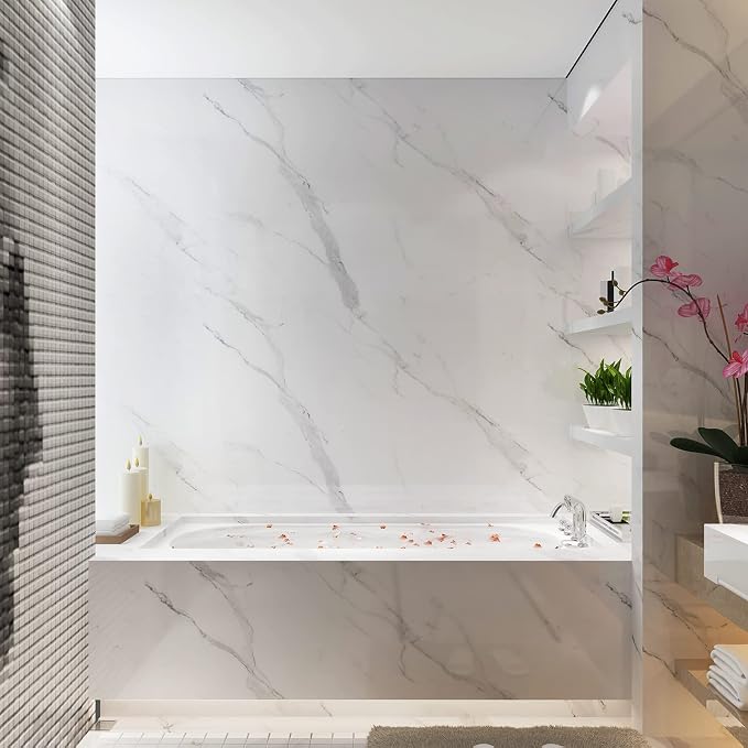 Marble Contact Paper 48x354 inch Marble Peel and Stick Wallpaper Waterproof Removable Self-Adhesive Vinyl Film for Bathroom Kitchen Countertop Cabinet Table Cover Furniture Decorative Roll