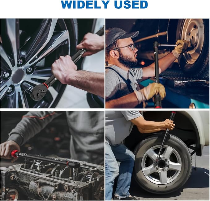 1/2" Drive Torque Wrench, 30-250 Ft.Lb, 100-Tooth, for Heavy Duty | 40.7-339Nm, Click Type, 3.6° Arc Swing, ±3% High Accuracy,for Truck/SUV Suspension, Control Arms, Lug Nuts & Auto DIY
