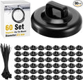 Leinuosen 60 Set Magnetic Zip Tie Mount and Nylon Cable Ties, 23 mm Multipurpose Wire Cable Holder Mount Wire Clips Management Electrical Organization Supplies (Black)