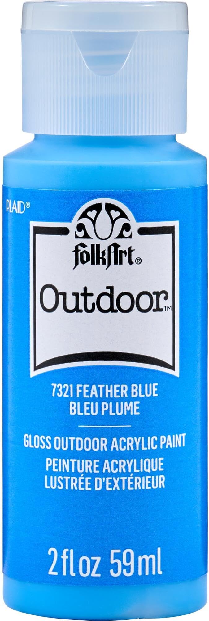 FolkArt Outdoor Acrylic Craft Paint, Gloss Finish, Feather Blue, 2 fl oz