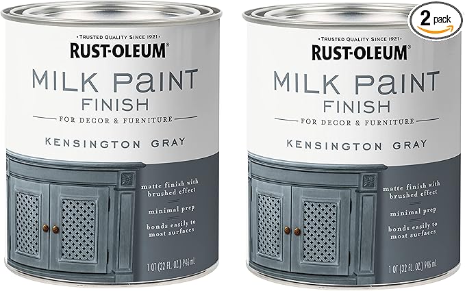 Rust-Oleum 331053-2PK Milk Paint Finish, Quart, Kensington Gray, 2 Pack