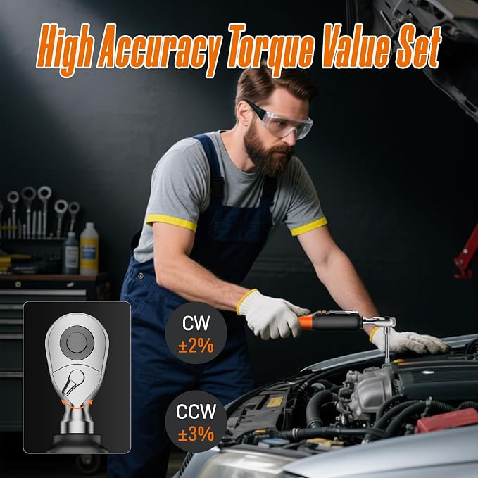 Digital Torque Wrench Set, 1.1-22.1 Ft.lb/1.5-30 Nm, 1/4" Drive Inch Pound Bike Torque Wrench Electronic with Buzzer & LCD Indicator for Bicycle E-bike Motorcycle
