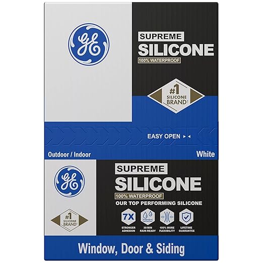 GE All Purpose Silicone Caulk, Clear, 10 fl oz Cartridge, 12 Pack - 100% Waterproof Silicone Sealant, Stronger Adhesion, Freeze & Sun Proof