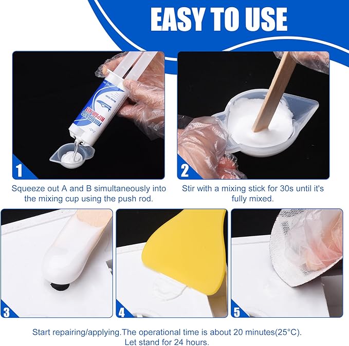 Limino Marine Fiberglass Repair Kit - 100ml Fiberglass Resin Filler for Fiberglass Bathtub Chips Cracks Holes Scratch Repair - Gel Coat Repair Kit for Boats, Jet Skis, Surf Boat, Kayak, UV-Resistant